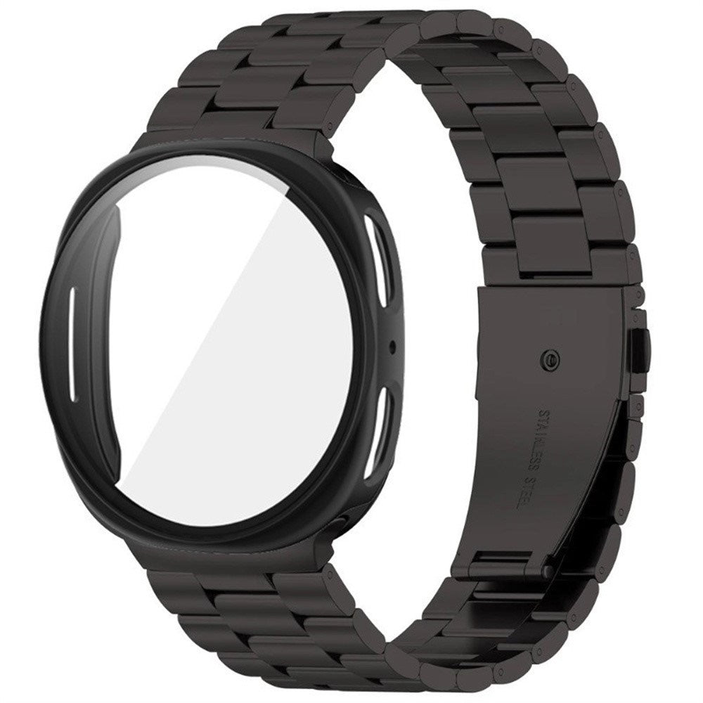 Samsung Galaxy Watch 8 / 9 (40mm) EIDERWOOD Rostfri Stål Klockarmband m. Plast Skal & Skärmskydd - Svart