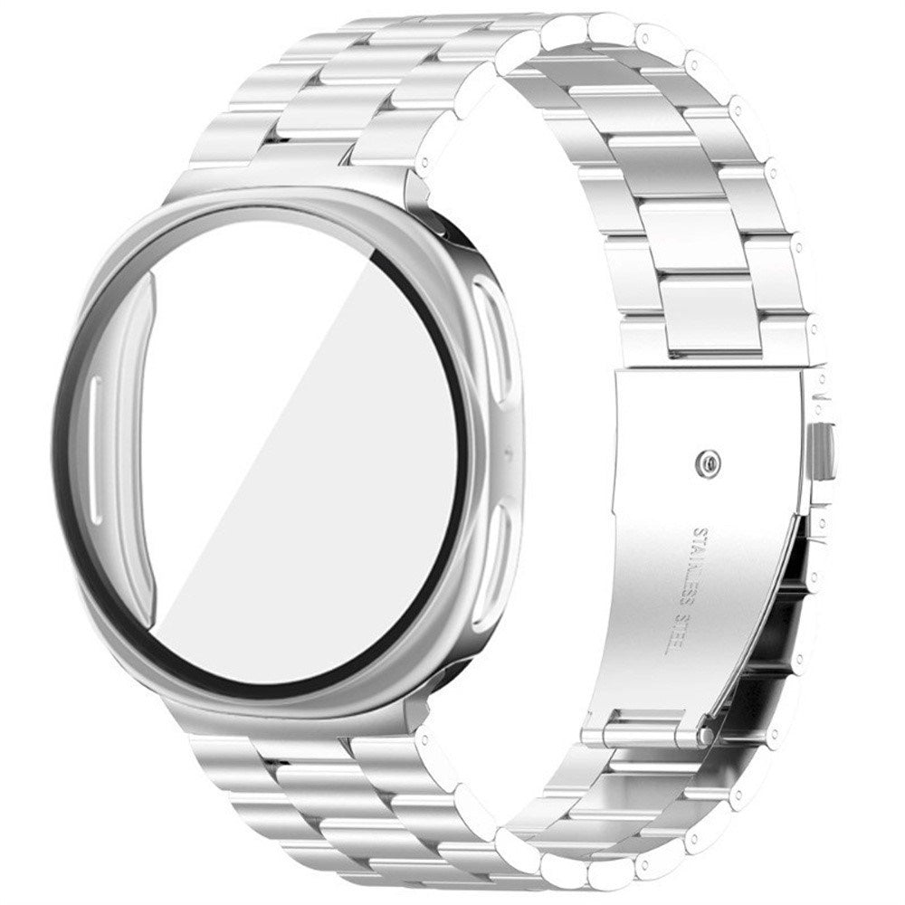 Samsung Galaxy Watch 8 / 9 (40mm) EIDERWOOD Rostfri Stål Klockarmband m. Plast Skal & Skärmskydd - Silver