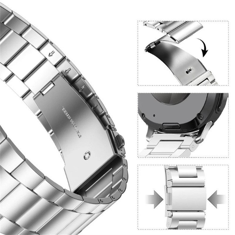 Samsung Galaxy Watch 8 / 9 (40mm) EIDERWOOD Rostfri Stål Klockarmband m. Plast Skal & Skärmskydd - Silver