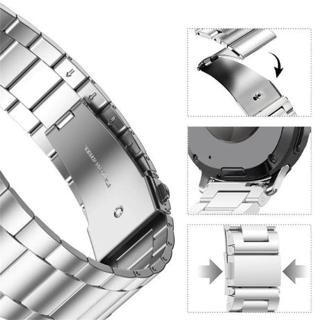 Samsung Galaxy Watch 8 / 9 (40mm) EIDERWOOD Rostfri Stål Klockarmband m. Plast Skal & Skärmskydd - Silver