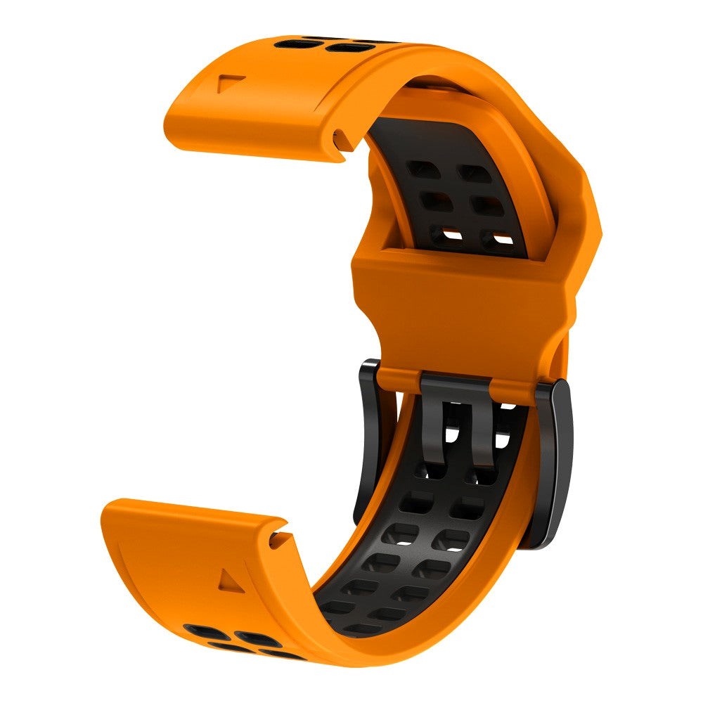 Garmin Universal Dobbelt-hullet Silikone Rem (26mm QuickFit) - Orange / Sort