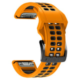 Garmin Universal Dobbelt-hullet Silikone Rem (26mm QuickFit) - Orange / Sort