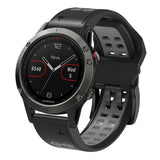 Garmin Universal Dobbelt-hullet Silikone Rem (26mm QuickFit) - Sort / Grå