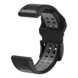 Garmin Universal Dobbelt-hullet Silikone Rem (26mm QuickFit) - Sort / Grå