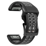 Garmin Universal Dobbelt-hullet Silikone Rem (26mm QuickFit) - Sort / Grå