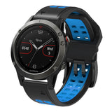 Garmin Universal Dobbelt-hullet Silikone Rem (26mm QuickFit) - Sort / Blå