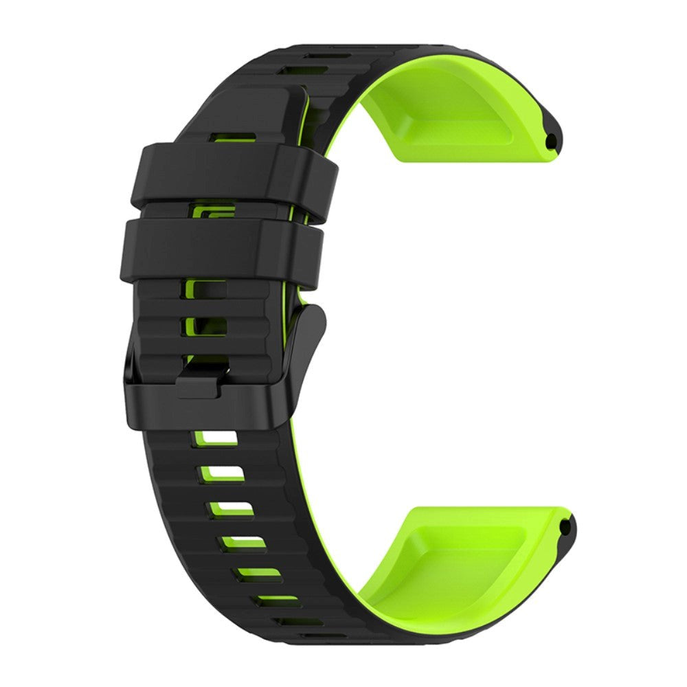 Universal Garmin 26mm Ribbed Silicone Strap m. Verktyg - Svart / grönt