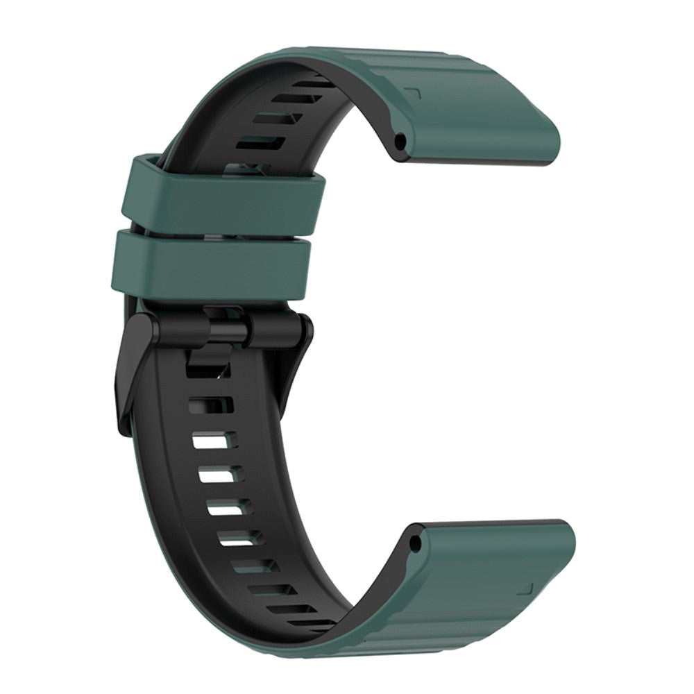 Universal Garmin 22mm Ribbed Silicone Strap m. Verktyg - grönt / Svart