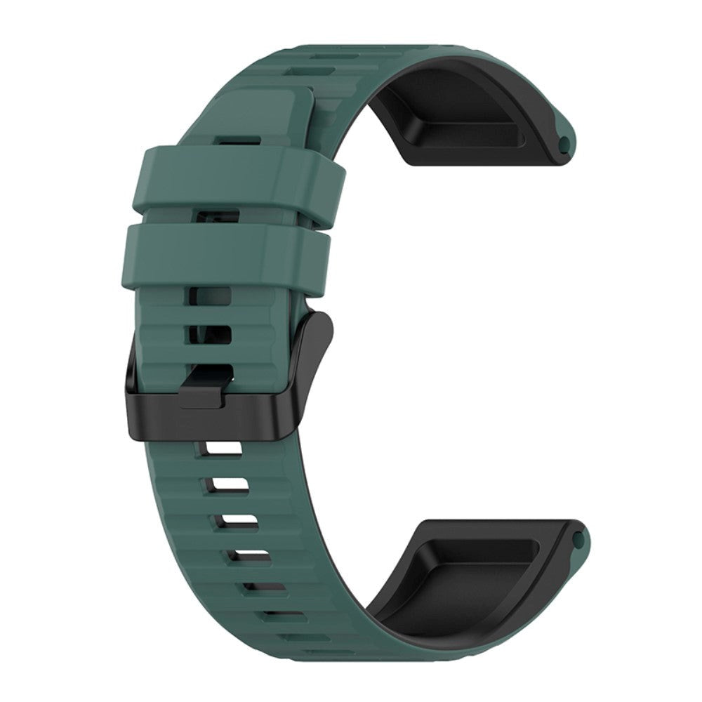 Universal Garmin 22mm Ribbed Silicone Strap m. Verktyg - grönt / Svart