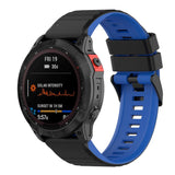 Universal Garmin 22mm Ribbed Silicone Strap m. Verktyg - Svart / blått