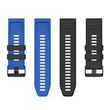 Universal Garmin 22mm Ribbed Silicone Strap m. Verktyg - Svart / blått