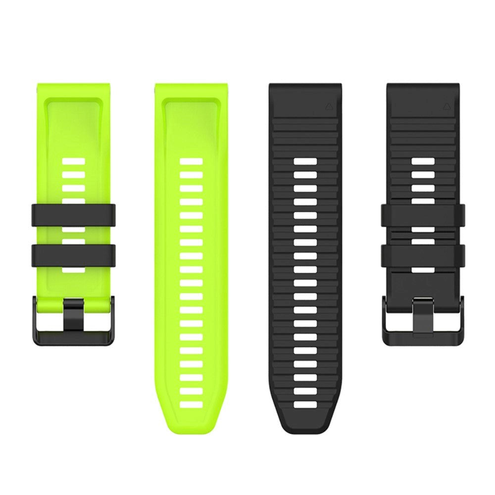 Universal Garmin 22mm Ribbed Silicone Strap m. Verktyg - Svart / grönt