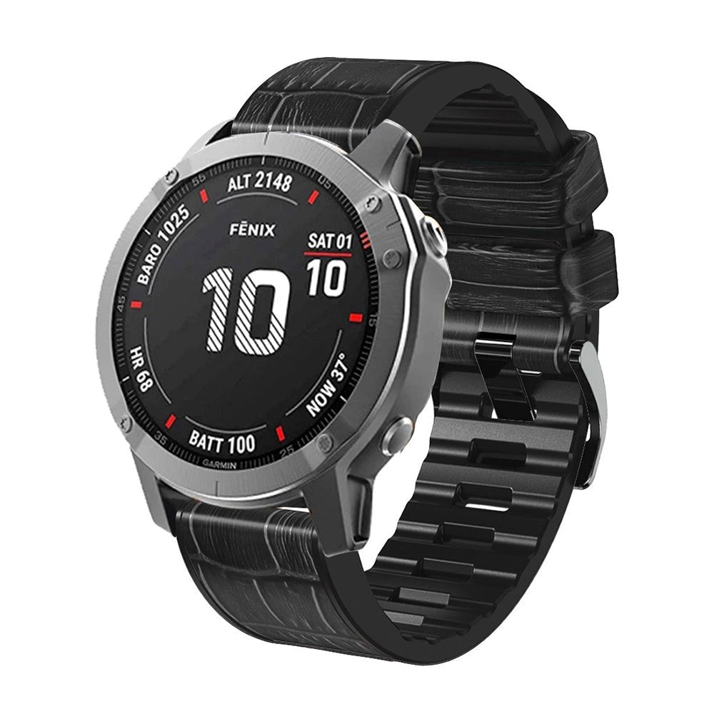 Universal Garmin 26mm QuickFit PU-läderrem med krokodilstruktur - Svart