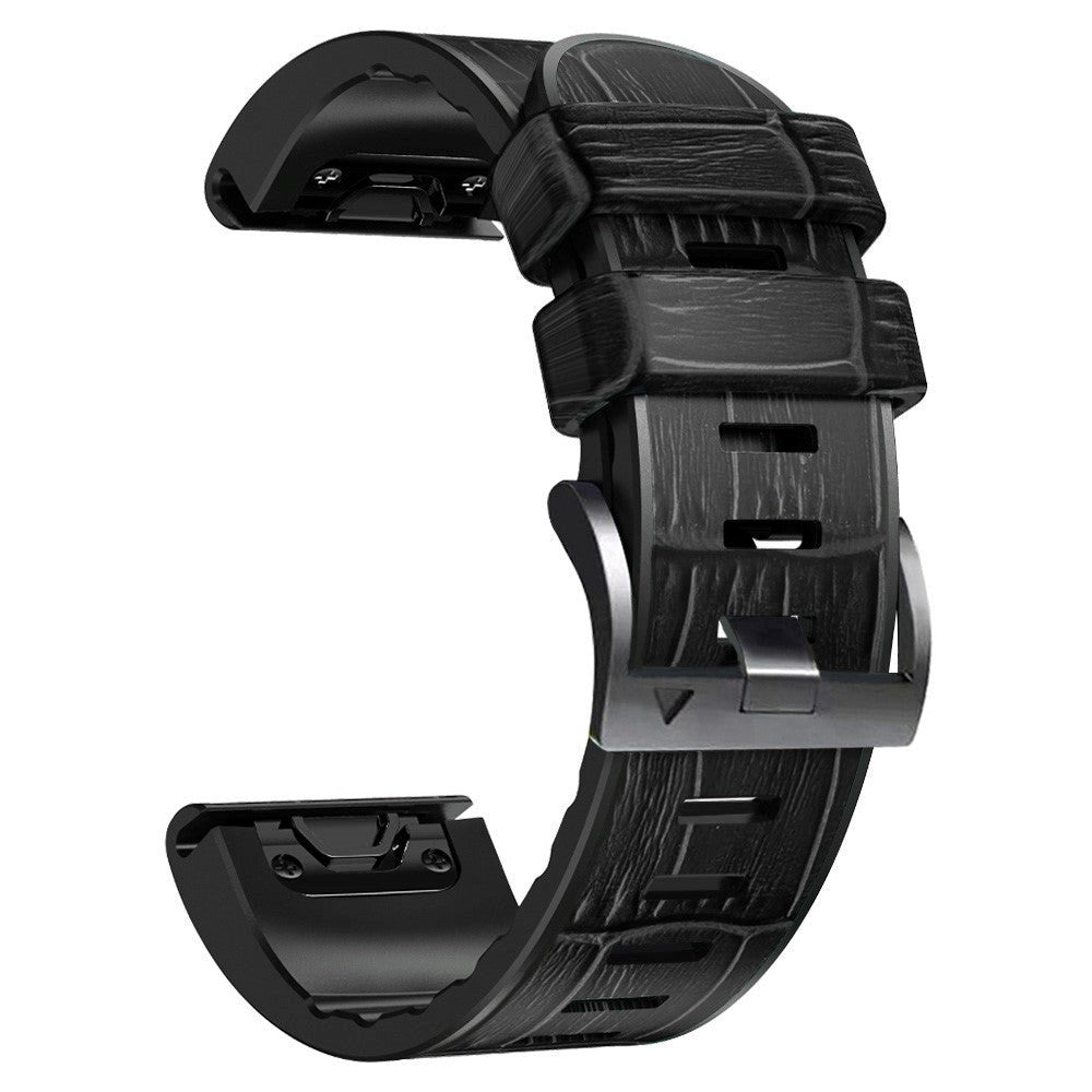 Universal Garmin 26mm QuickFit PU-läderrem med krokodilstruktur - Svart