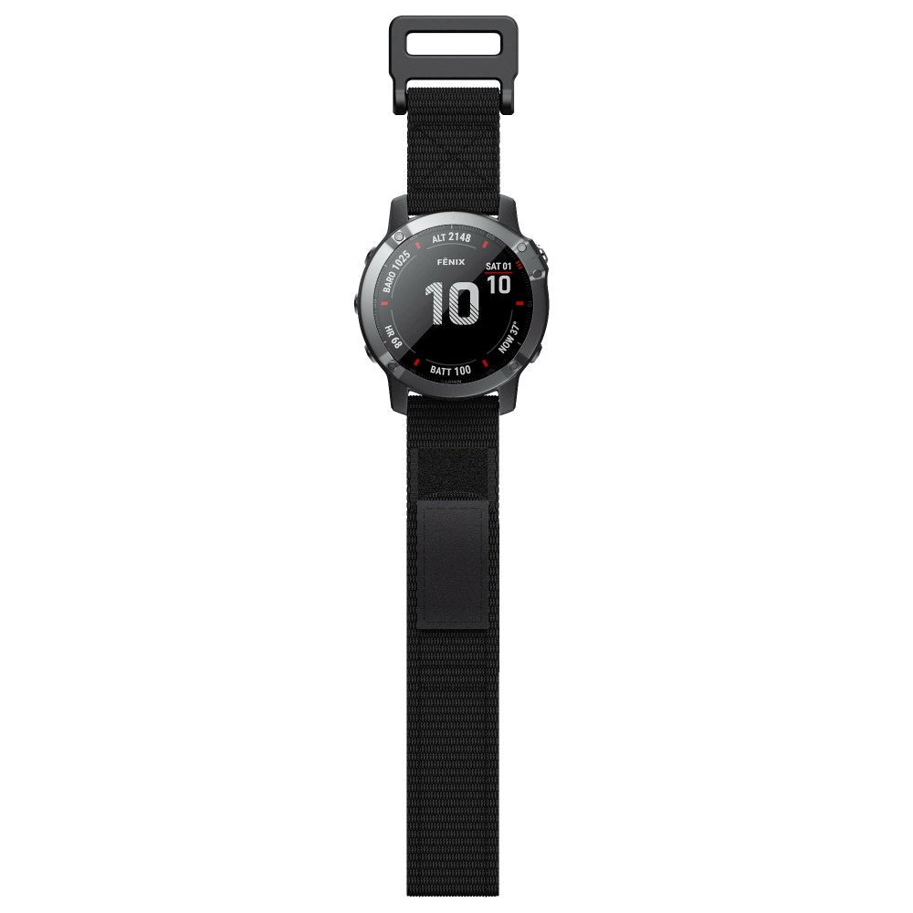 Universal Garmin 26mm nylonband m. Kardborrband - Svart