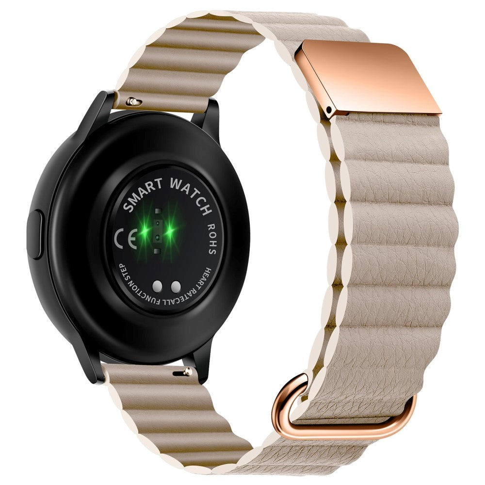 Smartwatch Rem 20mm Magnetisk Litchi Läder - Beige / Rose Gold