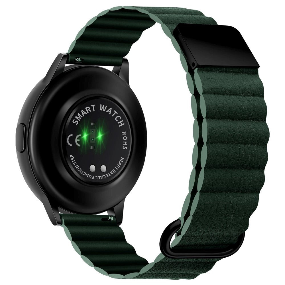 Smartwatch Rem 20mm Magnetisk Litchi Läder - Grön / Svart