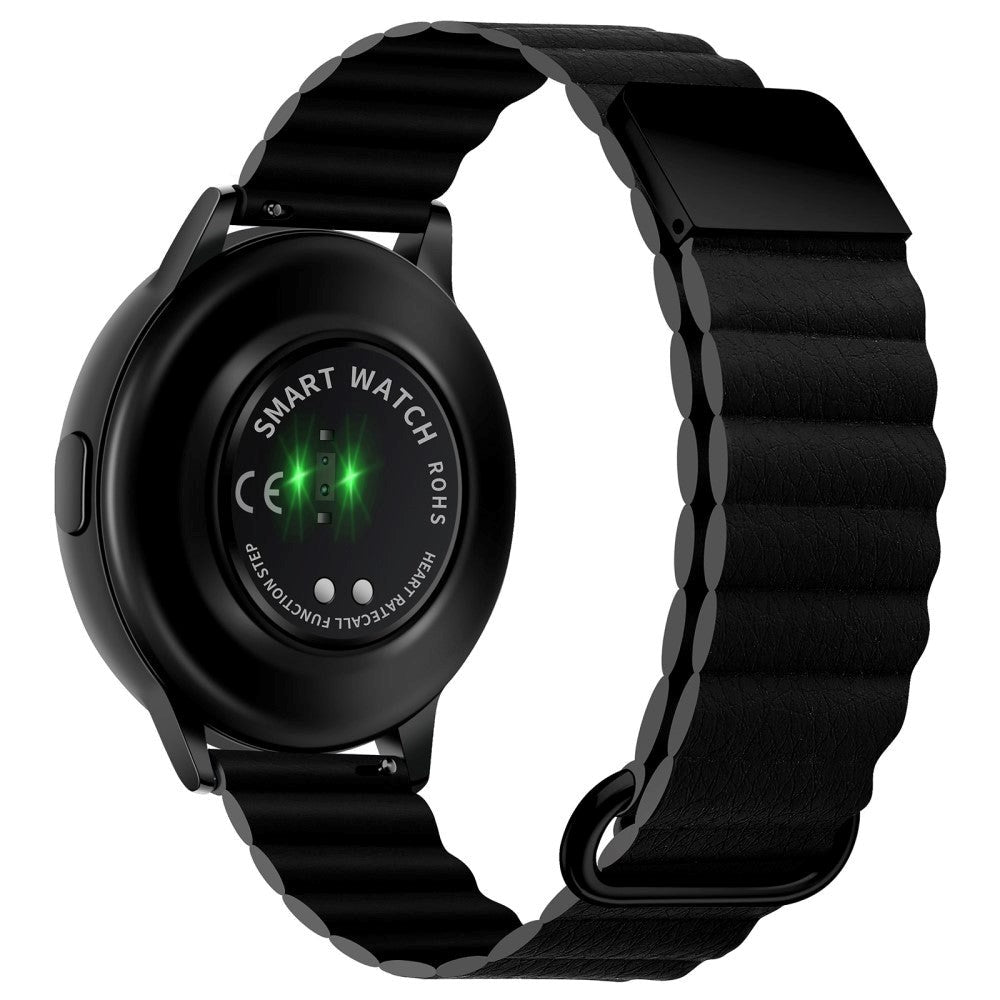 Smartwatch Rem 20mm Magnetisk Litchi Läder - Svart