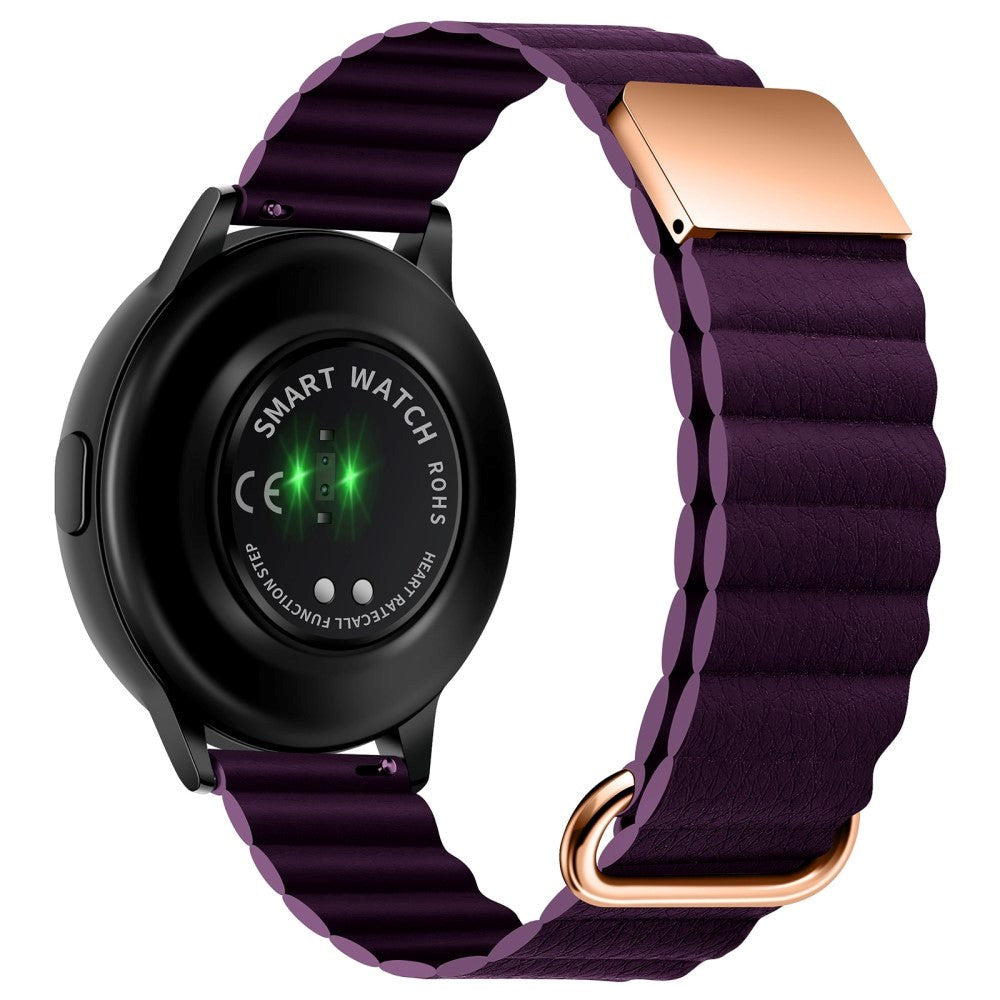 Smartwatch Rem 20mm Magnetisk Litchi Läder - Lila / Rose Gold