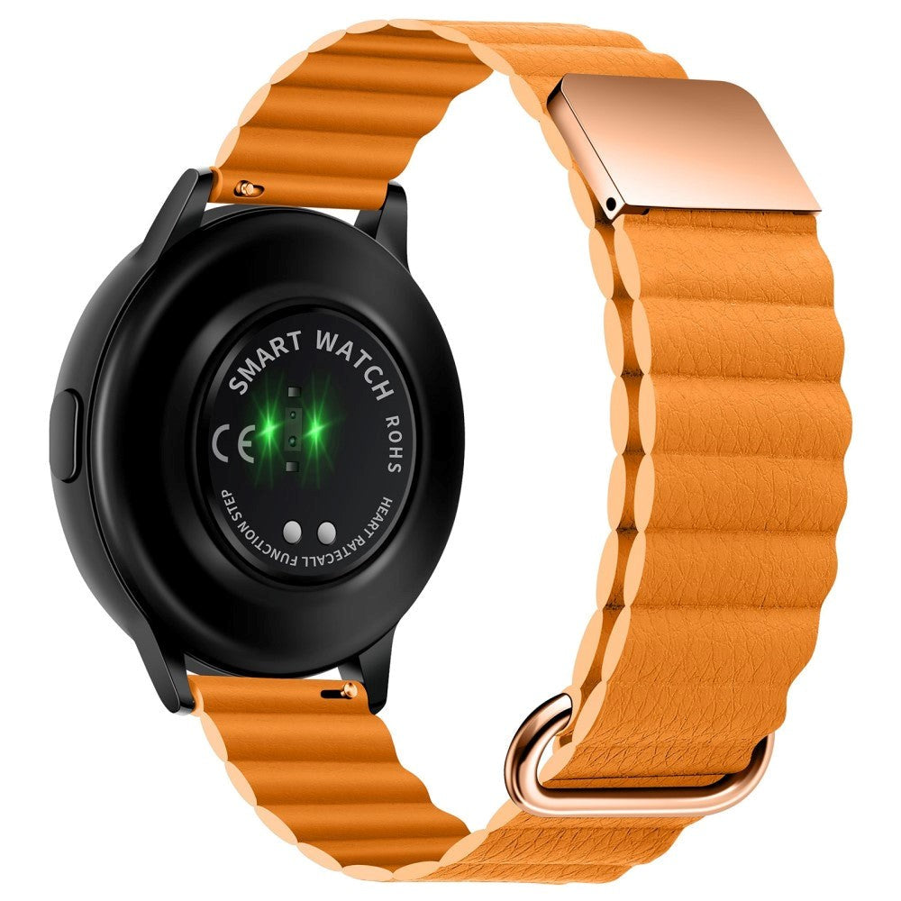 Smartwatch Rem 20mm Magnetisk Litchi Läder - Orange / Rose Gold