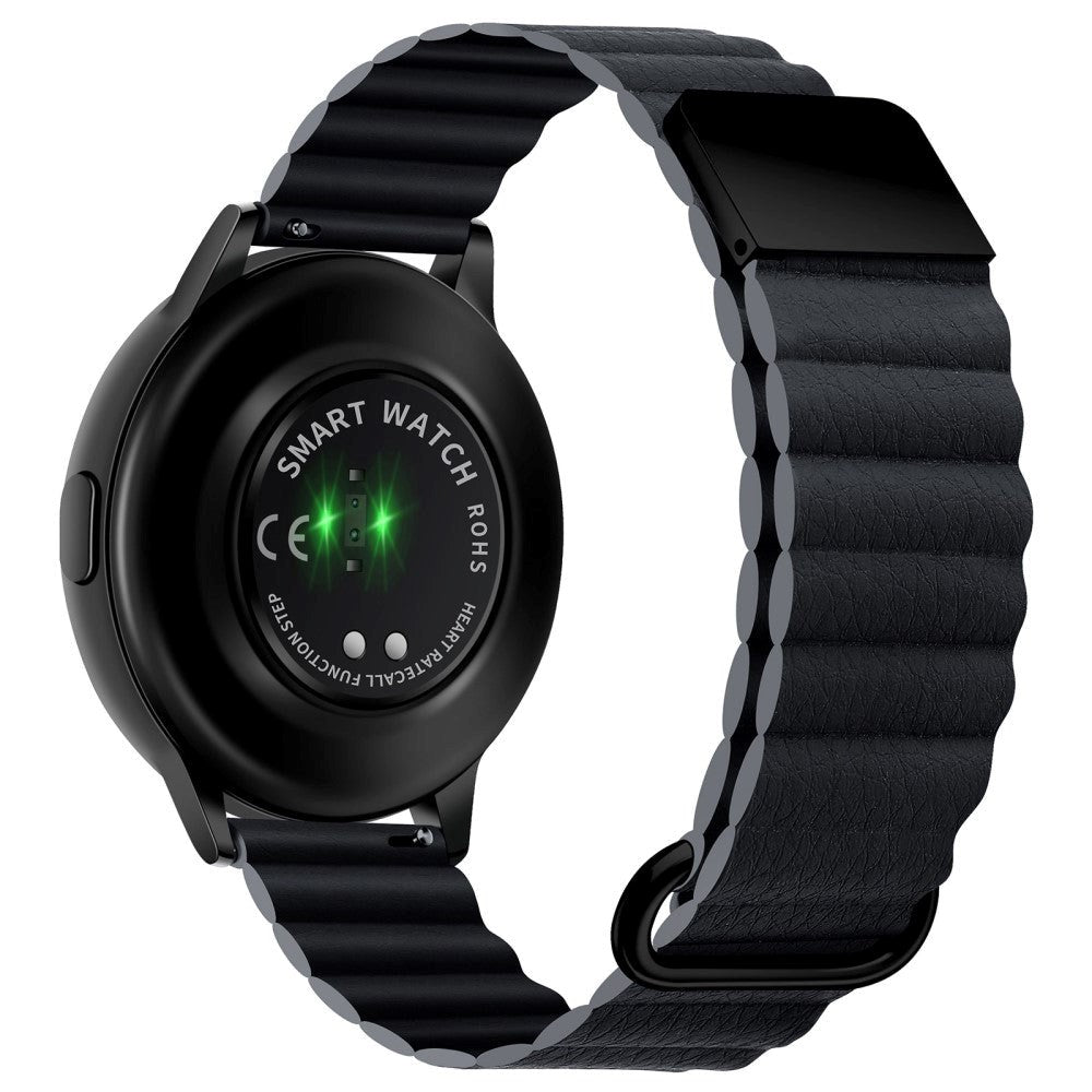 Smartwatch Rem 22mm Magnetisk Litchi Läder - Grå / Svart