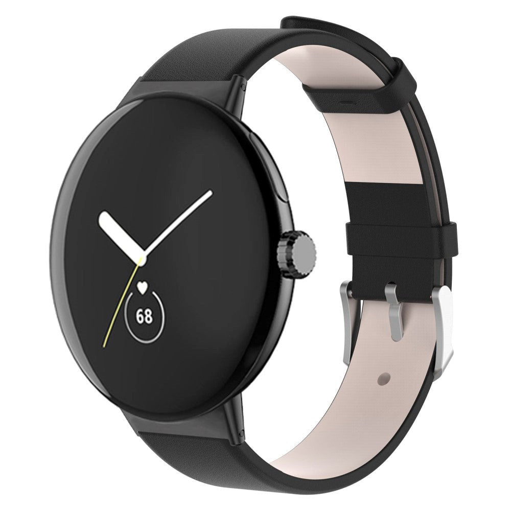 Google Pixel Watch 1 / 2 / 3 PU Läderrem - Svart