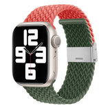 Apple Watch (38/40/SE/41/42mm) Tvåfärgat nylonarmband - Orange / Grön