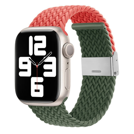 Apple Watch (38/40/SE/41/42mm) Tvåfärgat nylonarmband - Orange / Grön