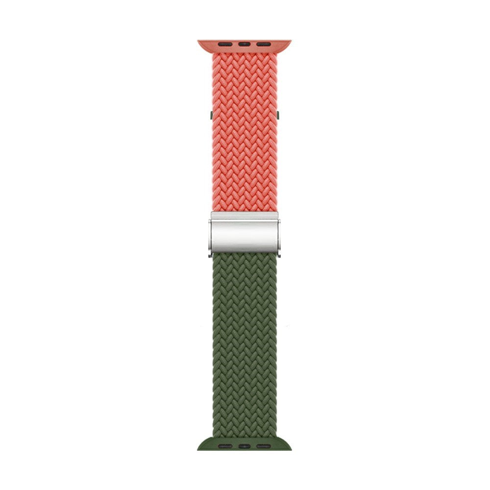 Apple Watch (38/40/SE/41/42mm) Tvåfärgat nylonarmband - Orange / Grön