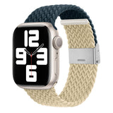 Apple Watch (38/40/SE/41/42mm) Tvåfärgat nylonarmband - Mörkblå / Beige