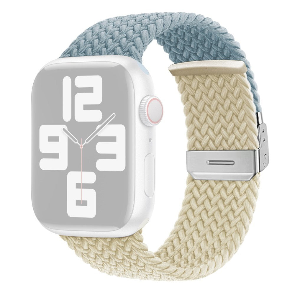 Apple Watch (38/40/SE/41/42mm) Tvåfärgat nylonarmband - Blå / Beige