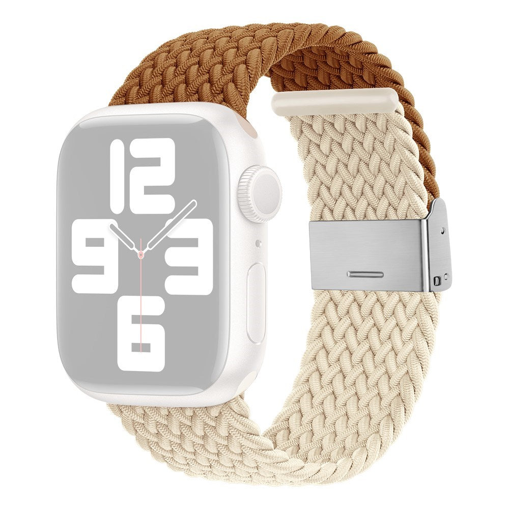 Apple Watch (38/40/SE/41/42mm) Tvåfärgat nylonarmband - Brun / Beige