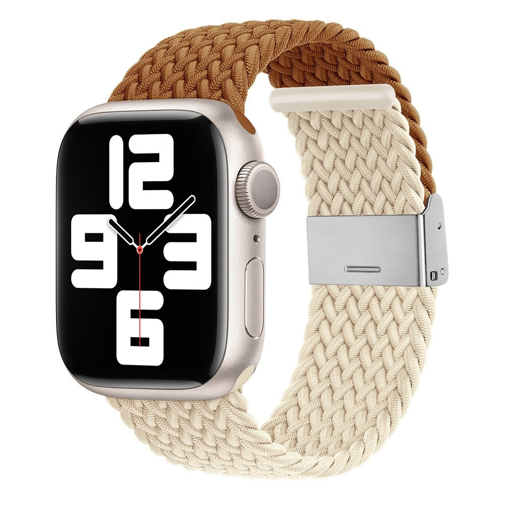 Apple Watch (38/40/SE/41/42mm) Tvåfärgat nylonarmband - Brun / Beige