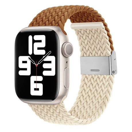 Apple Watch (38/40/SE/41/42mm) Tvåfärgat nylonarmband - Brun / Beige