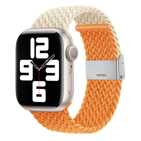 Apple Watch (38/40/SE/41/42mm) Tvåfärgat nylonarmband - Beige / Orange