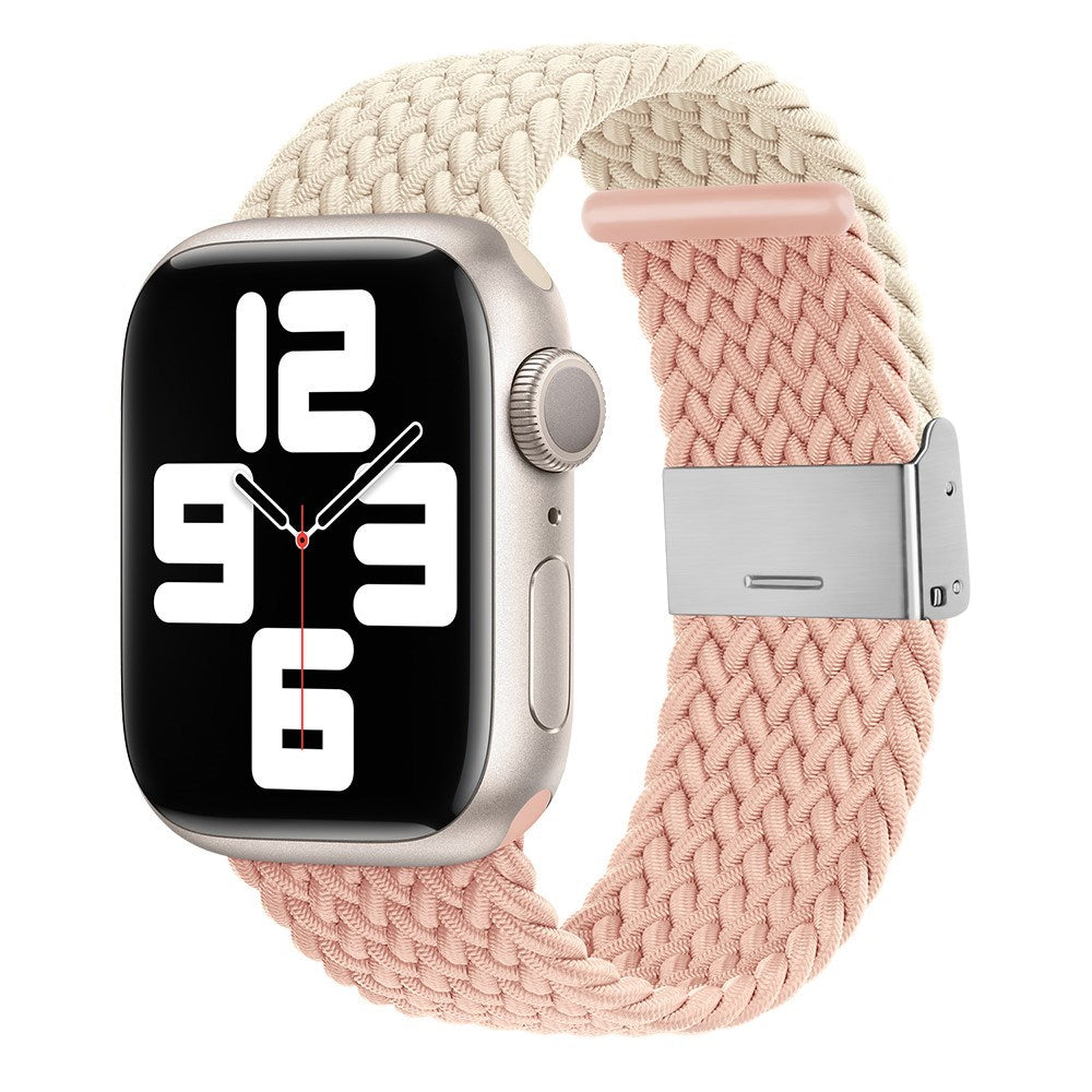 Apple Watch (38/40/SE/41/42mm) Tvåfärgat nylonarmband - Beige / Rosa