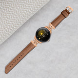 Google Pixel Watch 1 / 2 / 3 Läderrem med Rose Gold Strass Spänne - Brun