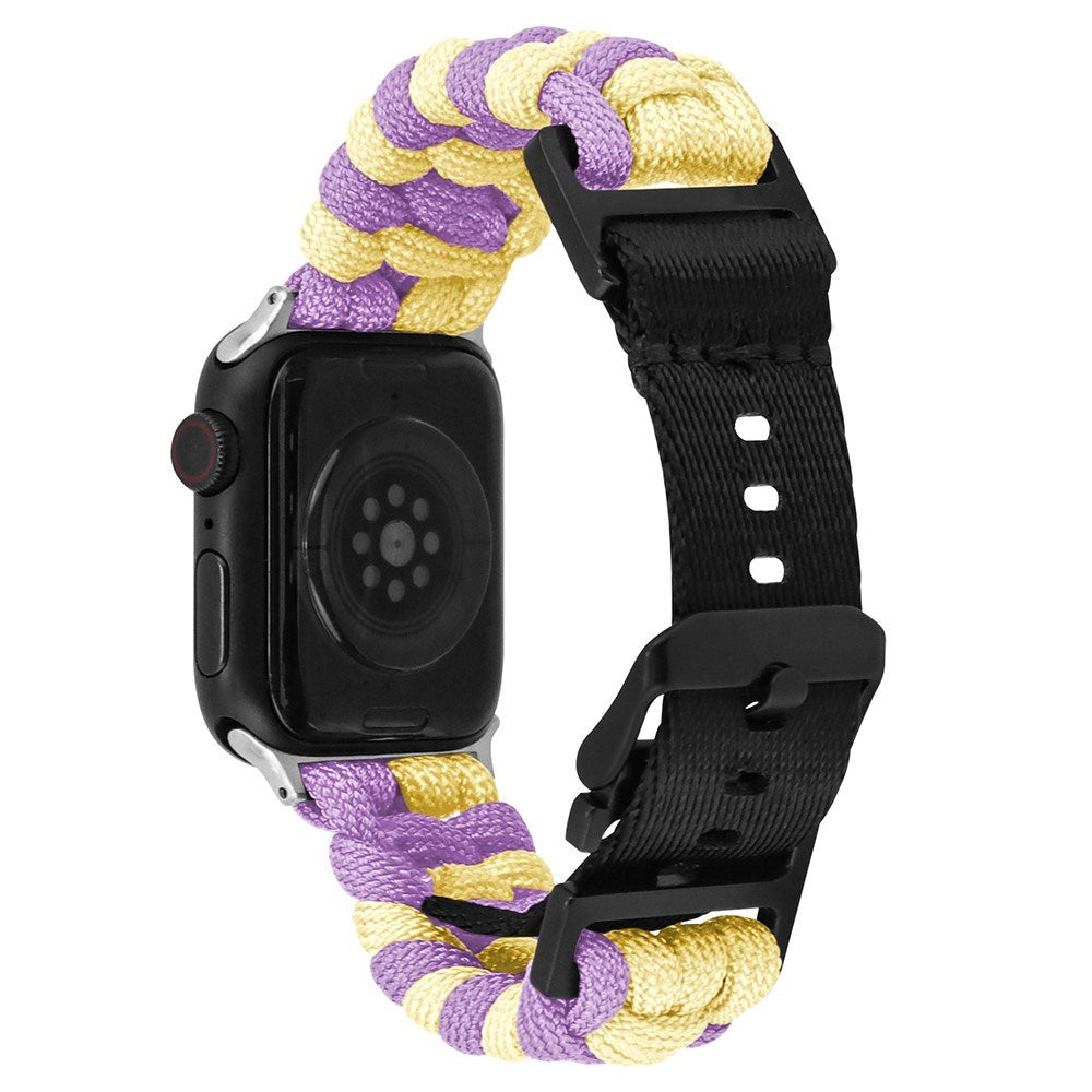 Apple Watch (38/40/SE/41/42mm) EIDERWOOD Flätat Nylon Armband - Gul / Lila
