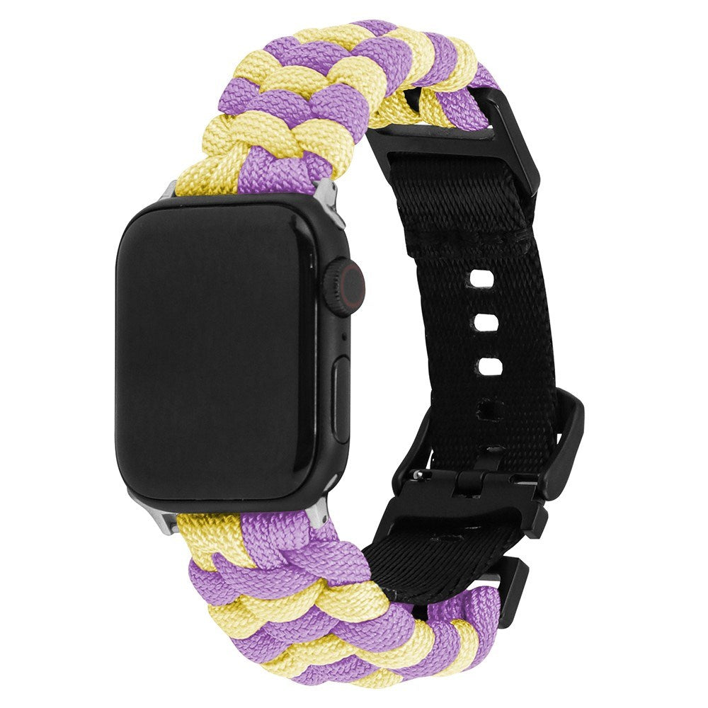 Apple Watch (38/40/SE/41/42mm) EIDERWOOD Flätat Nylon Armband - Gul / Lila