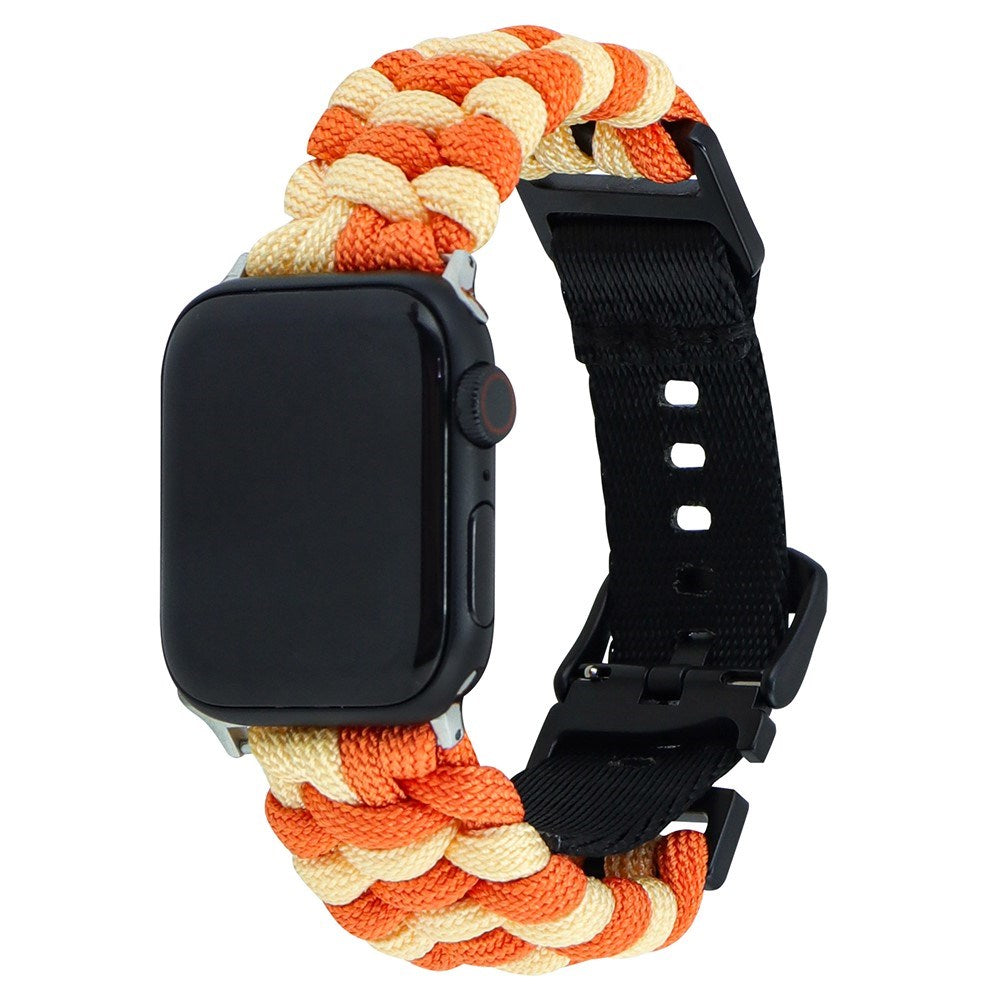 Apple Watch (38/40/SE/41/42mm) EIDERWOOD Flätat Nylon Armband - Orange / Gul