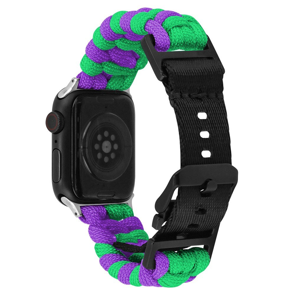 Apple Watch (38/40/SE/41/42mm) EIDERWOOD Flätat Nylon Armband - Lila / Grön