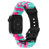 Apple Watch (42/44/SE/45/46/49mm) EIDERWOOD Flätat Nylon Armband - Blå / Rosa
