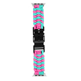 Apple Watch (42/44/SE/45/46/49mm) EIDERWOOD Flätat Nylon Armband - Blå / Rosa