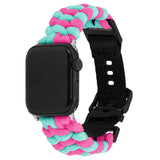 Apple Watch (42/44/SE/45/46/49mm) EIDERWOOD Flätat Nylon Armband - Blå / Rosa