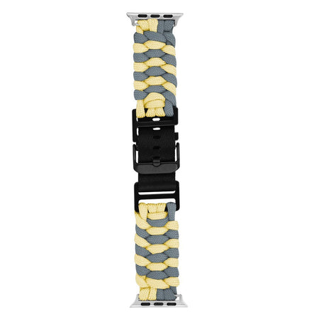 Apple Watch (42/44/SE/45/46/49mm) EIDERWOOD Flätat Nylon Armband - Gul / Grå