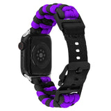 Apple Watch (42/44/SE/45/46/49mm) EIDERWOOD Flätat Nylon Armband - Lila / Svart