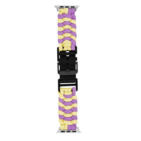 Apple Watch (42/44/SE/45/46/49mm) EIDERWOOD Flätat Nylon Armband - Gul / Lila
