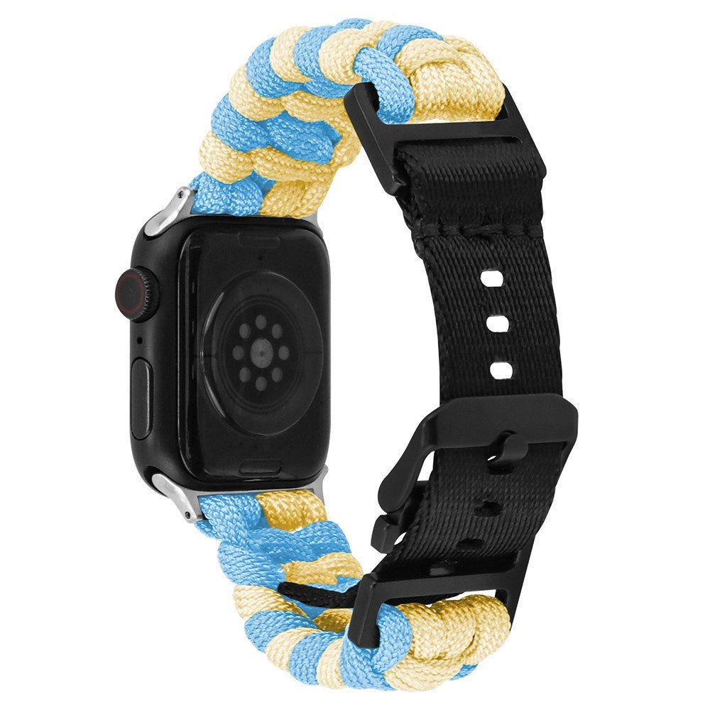Apple Watch (42/44/SE/45/46/49mm) EIDERWOOD Flätat Nylon Armband - Blå / Gul