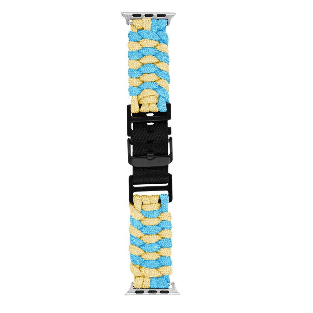Apple Watch (42/44/SE/45/46/49mm) EIDERWOOD Flätat Nylon Armband - Blå / Gul