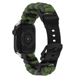 Apple Watch (42/44/SE/45/46/49mm) EIDERWOOD Flätat Nylon Armband - Grön / Svart